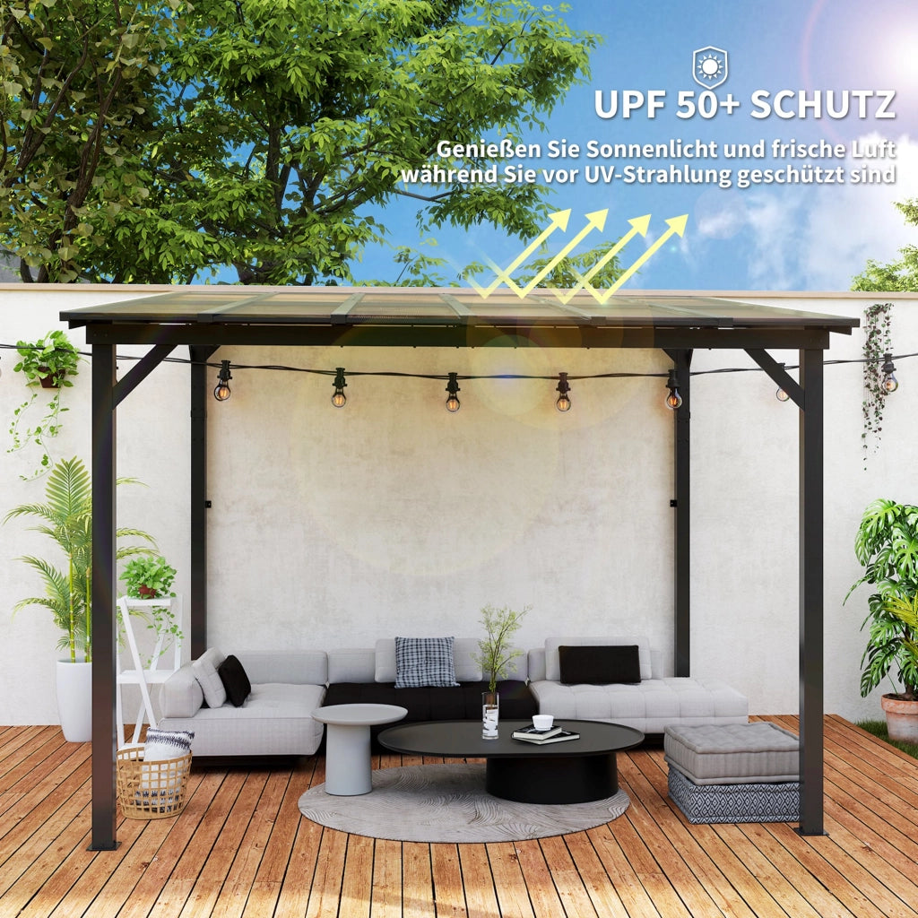 Pergola in metallo con tetto impermeabile ¨C zephmum ¨C 3x3 m, antracite, resistente al vento e ai raggi UV