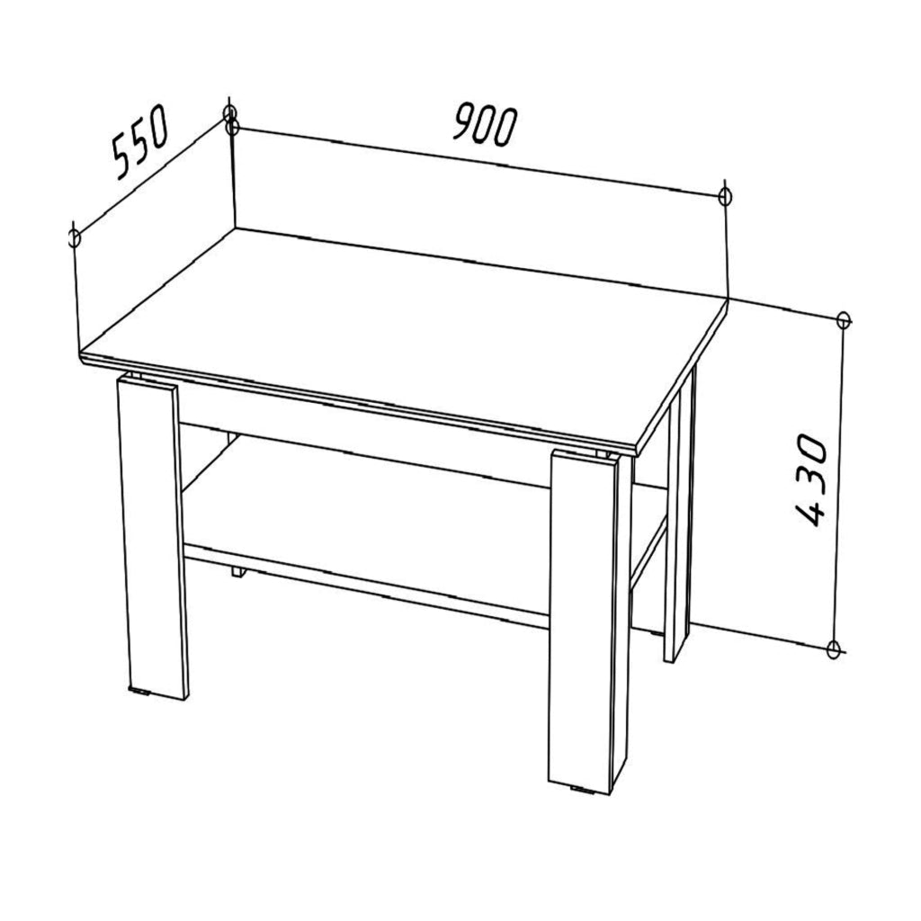 Tavolino, Tavolino da caff? Sola - Bianco - Ripiano aggiuntivo - Larghezza 90 cm, Altezza 43 cm, Profondit? 55 cm