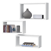 Set di 3 Mensole Rettangolari Mandal da Parete - Bianco [en.casa]