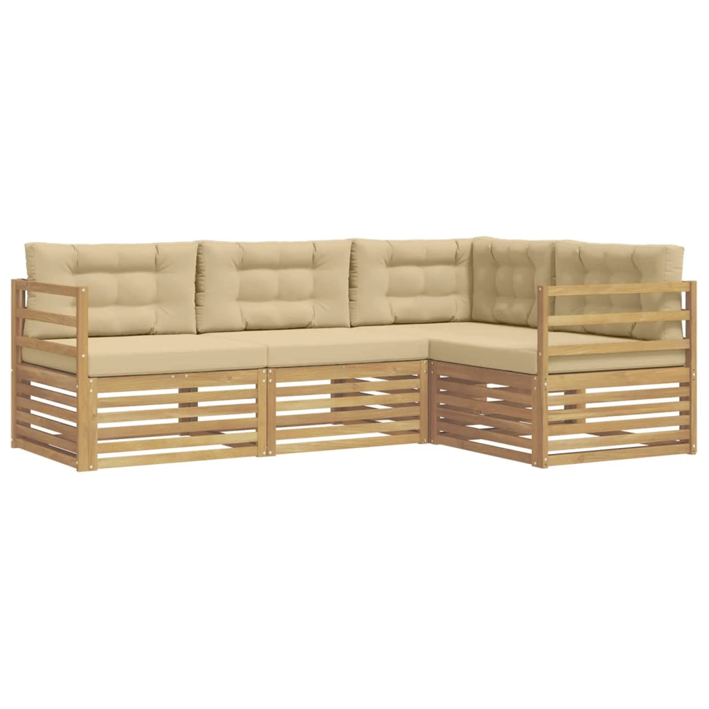 Set di divani da esterno 4 pcs Bianco e Beige