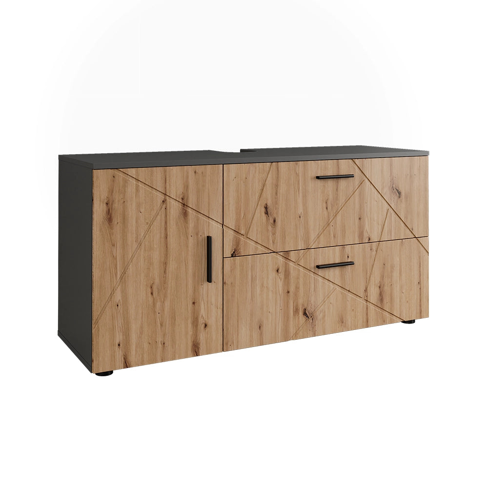 Vicco Mobiletto per lavabo Antracite/Artisan 120.1 x 60.6 cm con 2 cassetti e 1 anta