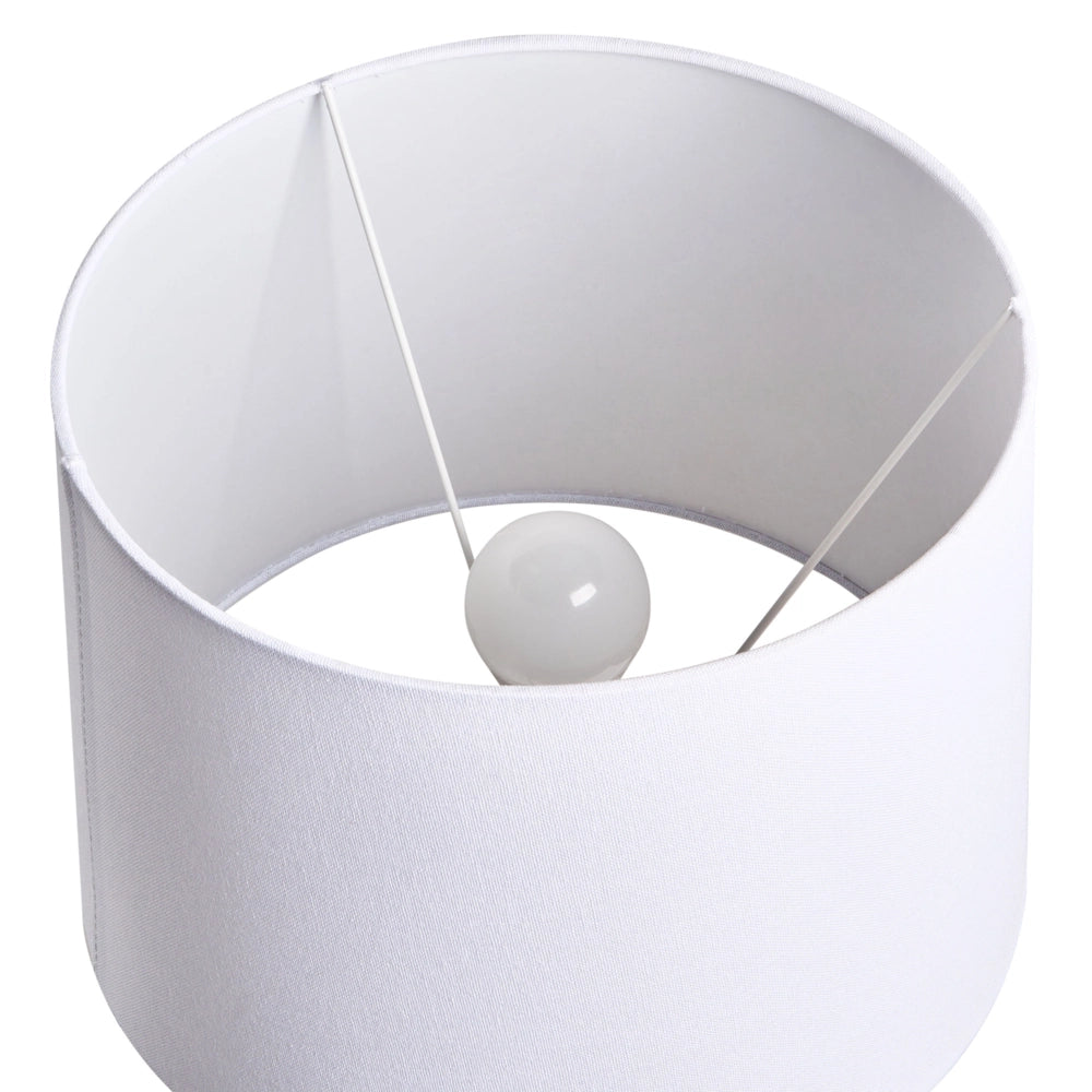 Lampada da tavolo con base in ceramica bianca e paralume in lino, elegante stile moderno glamour, per soggiorno e camera da letto