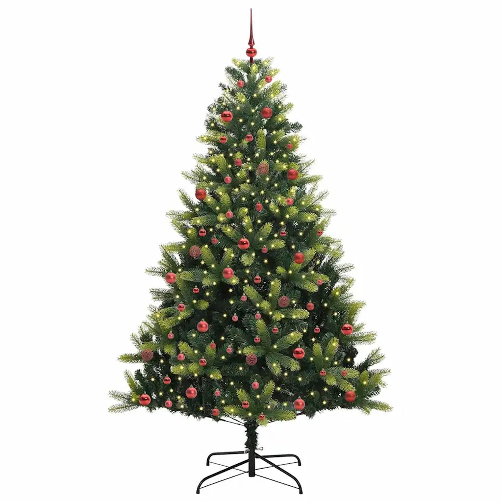 Albero di Natale Artificiale a Cerniera-Albero Natalizio con 300 LED 210 cm 265605