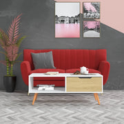 Tavolino da Salotto Bianco e Rovere 100x49,5x43cm in Truciolato