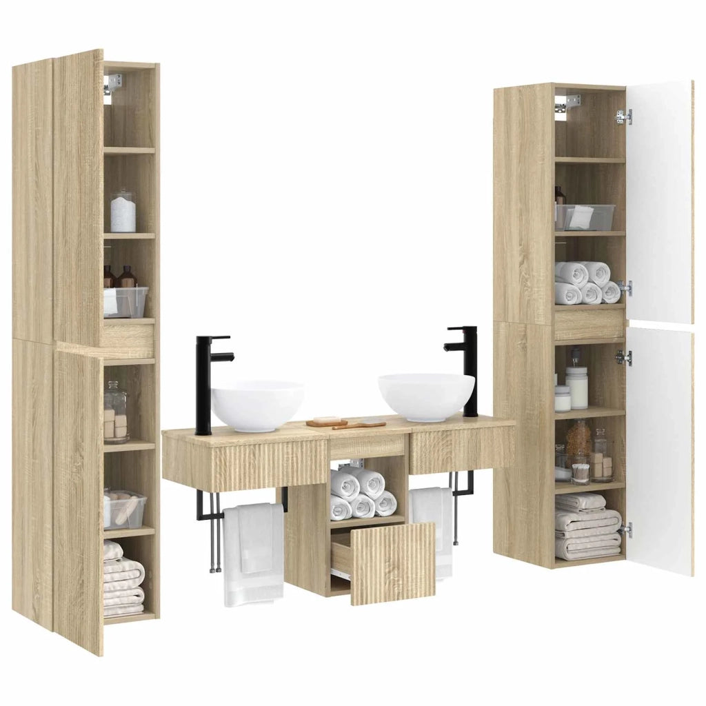 Set di mobili per il bagno 5 pz Rovere Sonoma 3406005