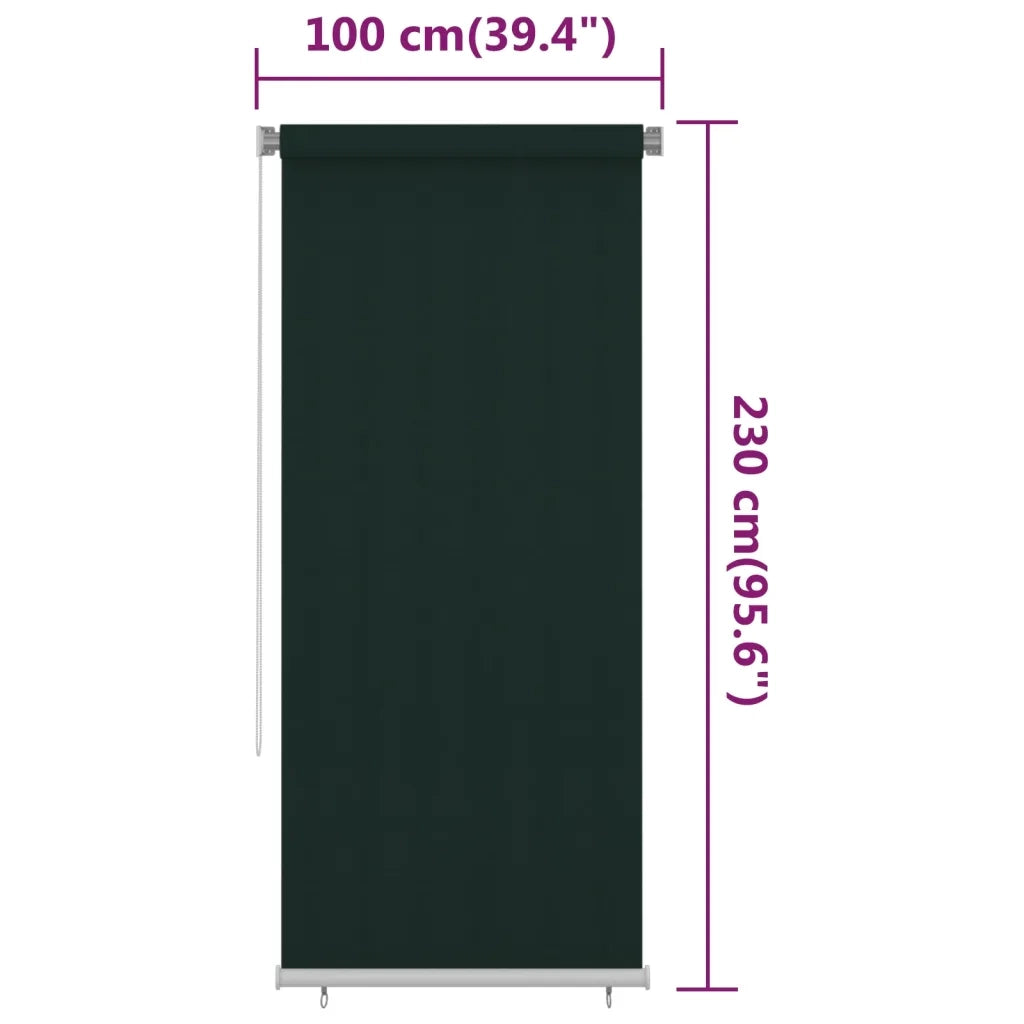 Tenda a Rullo per Esterni 100x230 cm Verde Scuro HDPE
