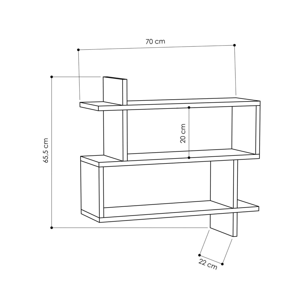 Mensola da parete in legno "Paralel" - 70 x 22 x 65 cm - Marrone
