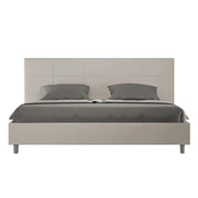 Letto matrimoniale king size con rete imbottito 200x210 similpelle tortora Mika