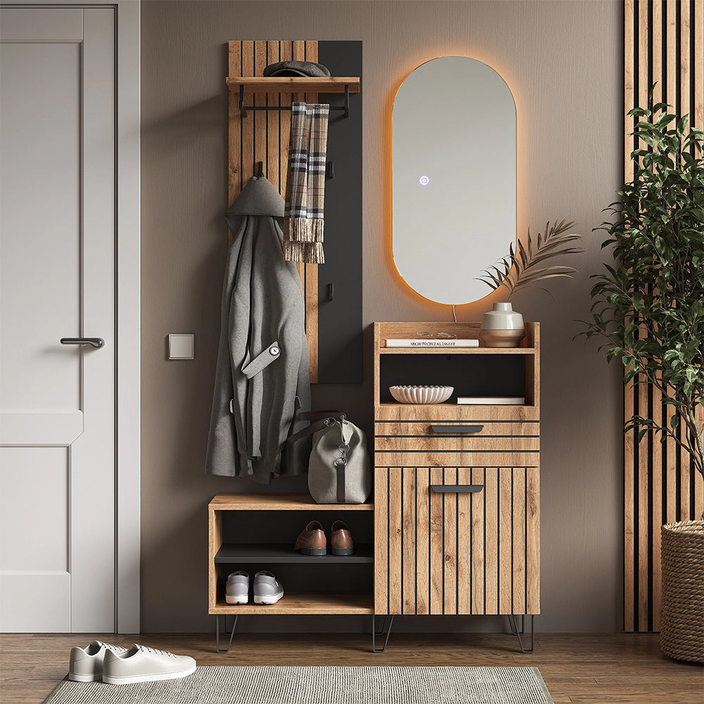 Vicco Armadio da ingresso Quercia Wotan 100 x 100 cm 3 parti