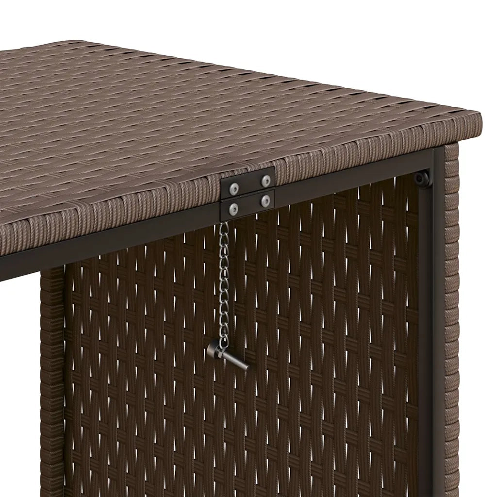 Divano da Giardino con Tavolo e Cuscini a L-Sofa da giardino Marrone Polyrattan