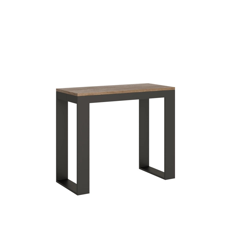 Consolle allungabile 90x40/196 cm Tecno Small Evolution telaio Antracite - Quercia Natura