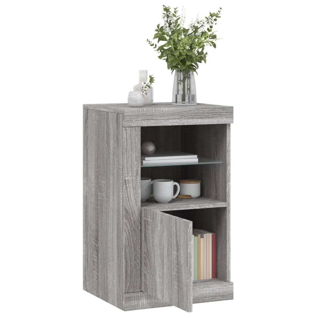Armadietti con Luci LED 2pz Grigio Sonoma in Legno Multistrato 836641