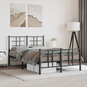Giroletto con Testiera e Pediera-Struttura Letto Metallo Nero 120x190 cm 578319