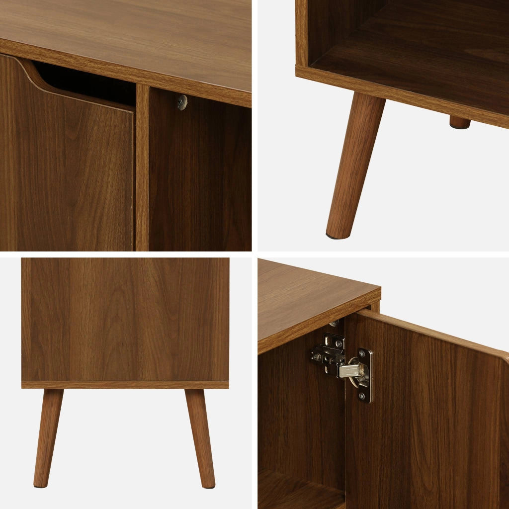 Credenza effetto noce 1 anta, 2 ripiani, 80cm, noce