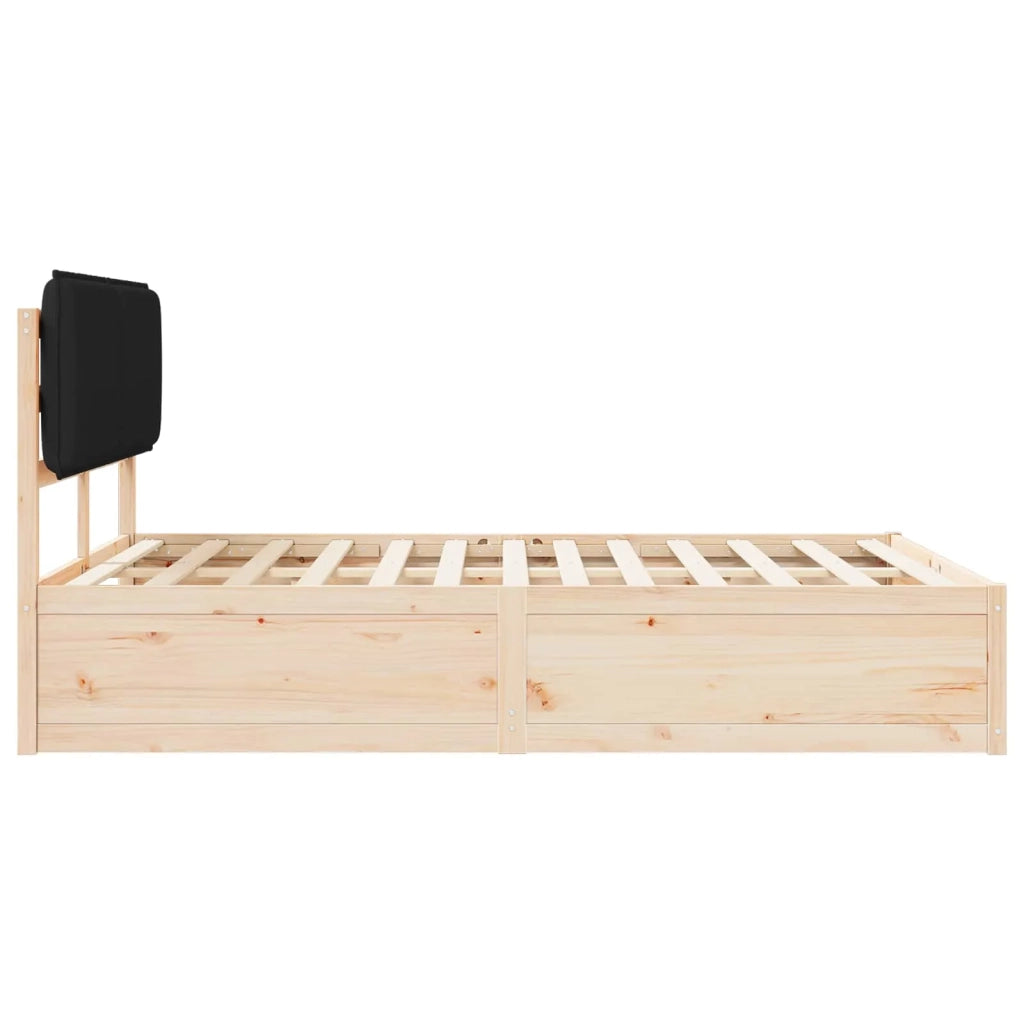 Letto con Testiera Rivestita Nero 135 x 190 cm Pino massello 3398136