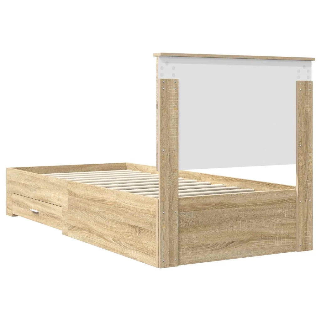 Struttura del letto Rovere Sonoma 90 x 190 cm Legno multistrato