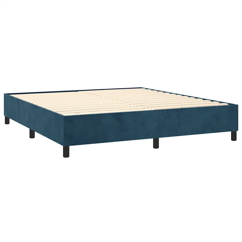 Letto a Molle con Materasso e LED Blu Scuro 160x200 cm 3139455