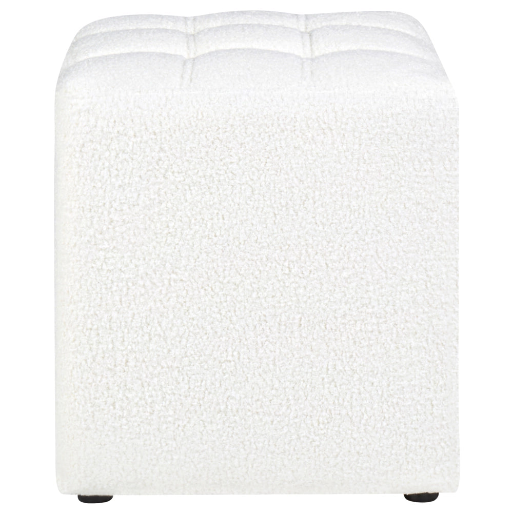 Sgabello Bianco Boucle Rivestito 38 x 38 cm Seduta quadrata Motivo Chevron