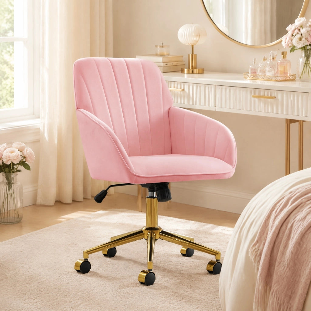 SEDIA DA UFFICIO Girevole Regolabile 50-59 cm Velluto Rosa
