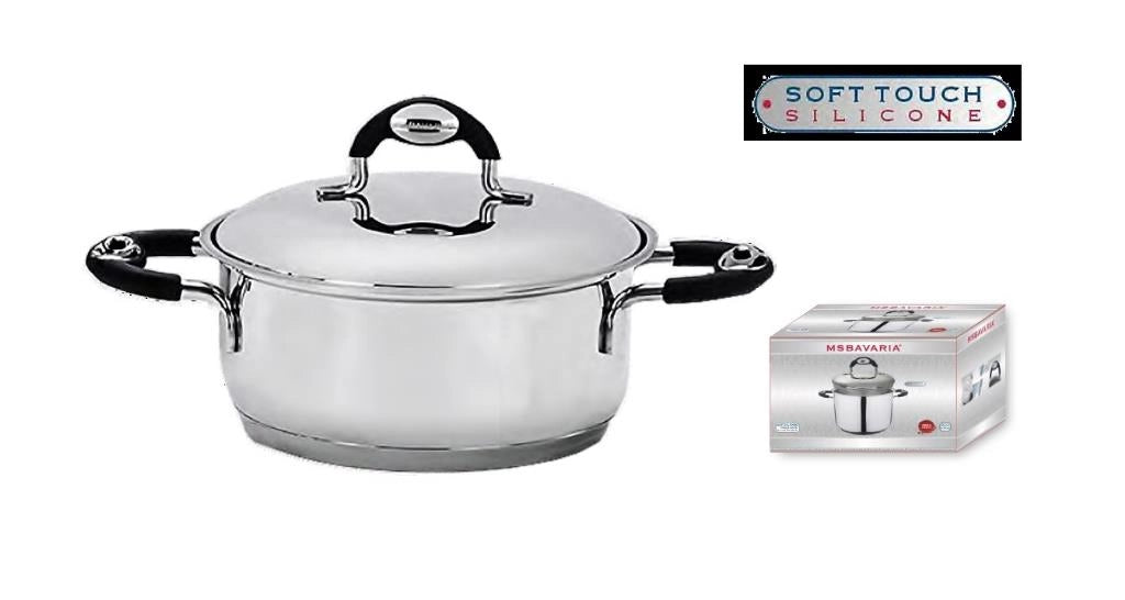 Pentola Casseruola in Acciaio con Coperchio New Bavaria 24 cm