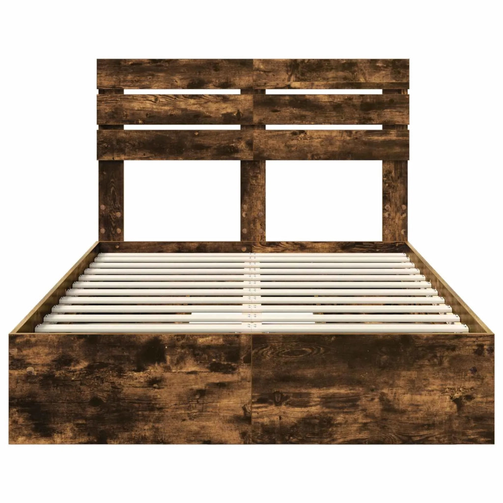 Letto con Contenitore con testiera Rovere fumé 135 x 190 cm