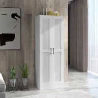 Credenza Cucina Alta con 2 armadi a 2ante e 4 ripiani, Armadio con 3 ripiani regolabili, mobile da salotto, 60x36.5x175cm, Bianco| Aosom Italy