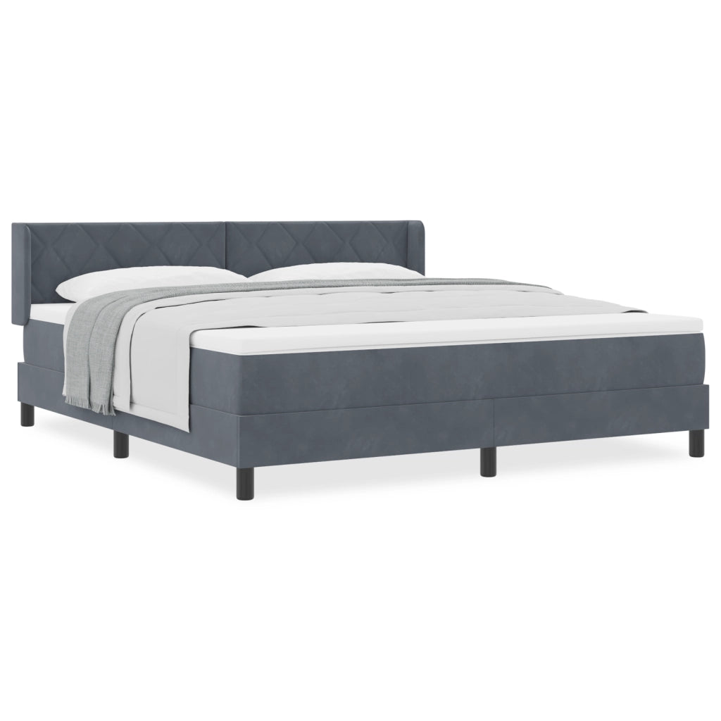 Letto Box Spring con Materasso Grigio Scuro 180x200 cm Velluto