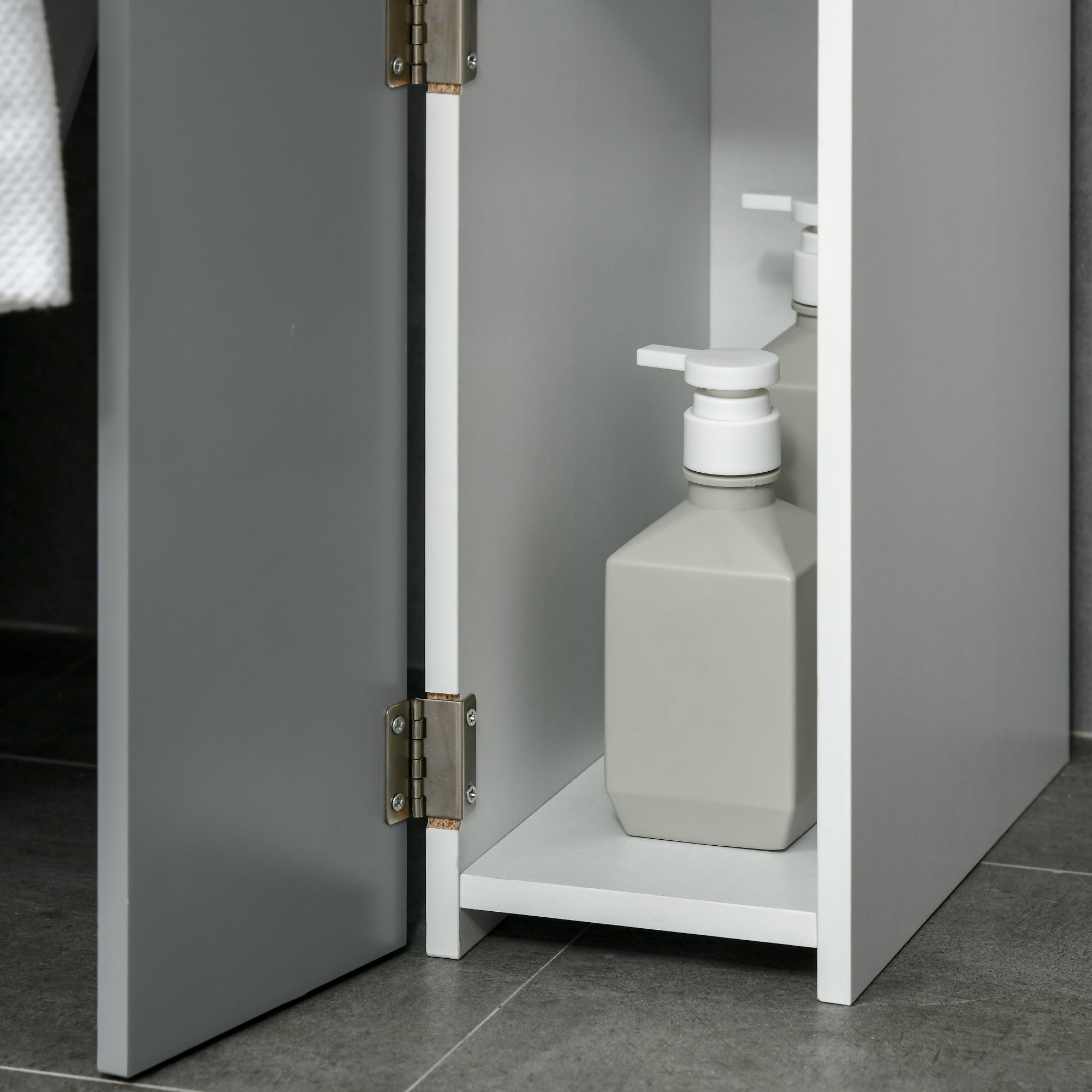Mobile a Colonna da Bagno 15,2x29,8x118 cm in Legno Bianco e Grigio