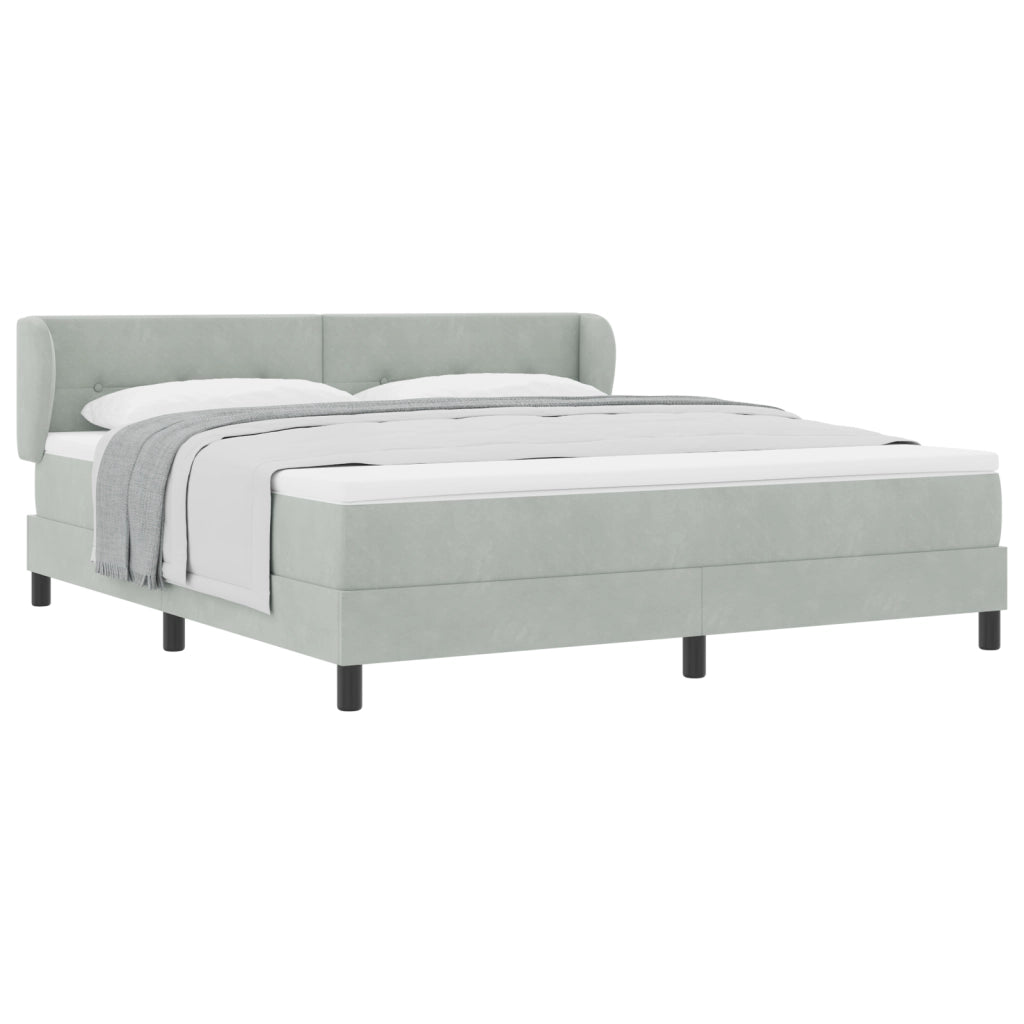 Letto Box Spring  con Materasso Grigio Chiaro 180x200 cm Velluto