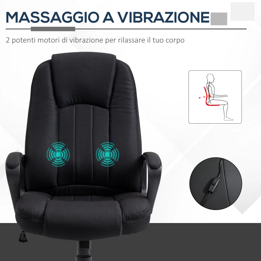 EasyComfort Poltrona da Ufficio Massaggiante ad Altezza Regolabile, 60x74x106-116cm, Nera