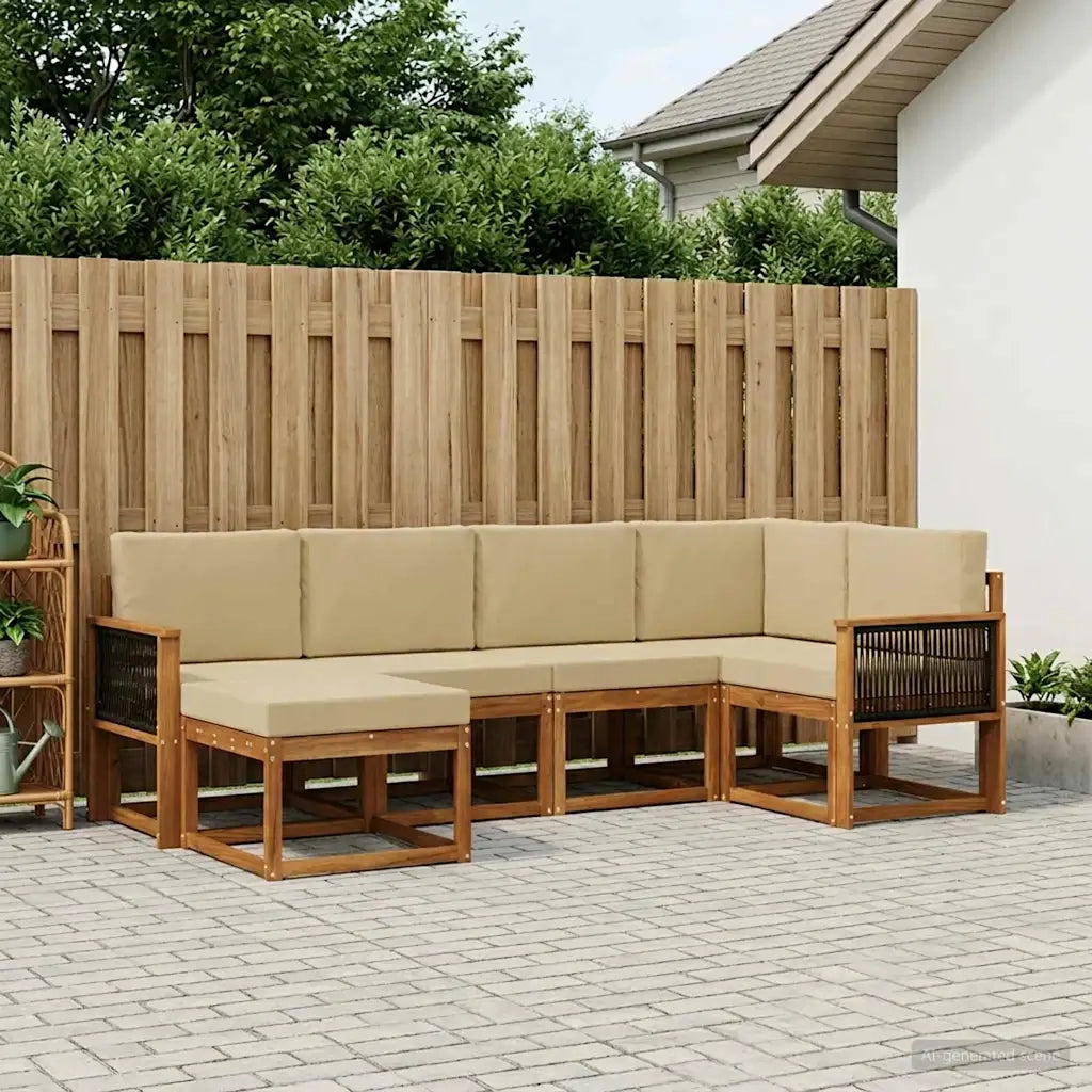 Set di divani da esterno 6 pcs Naturale e Beige 3385354