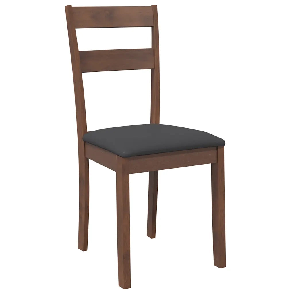 Sedie da Pranzo con Cuscini 2pz Marrone Legno Massello di Hevea 4102381