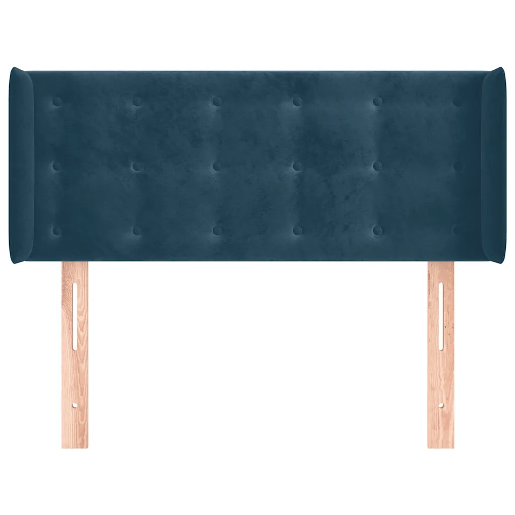 Testiera ad Orecchio-Testata con Orecchie Blu Scuro 103x16x78/88 cm in Velluto 601985