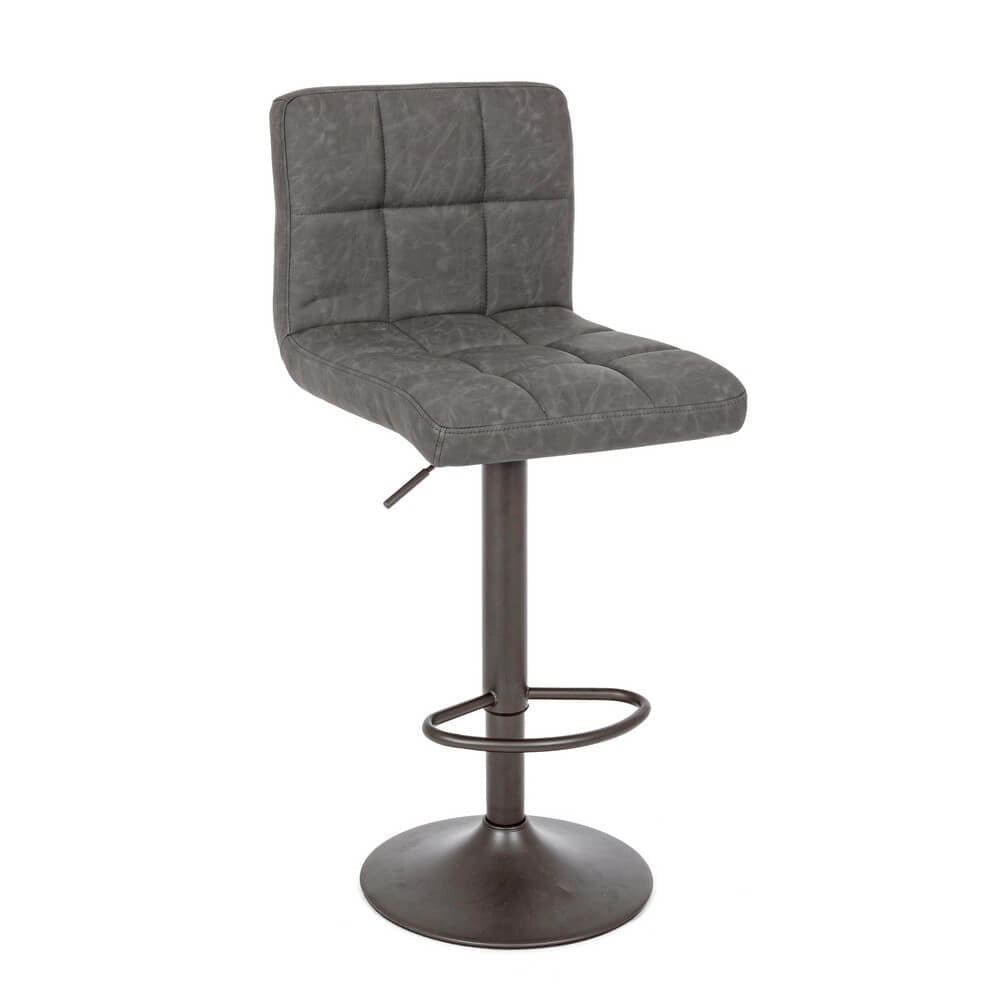Set di 2 Sgabelli da Bar Regolabili in Similpelle Vintage Trapuntata - BLACKCOFFEE