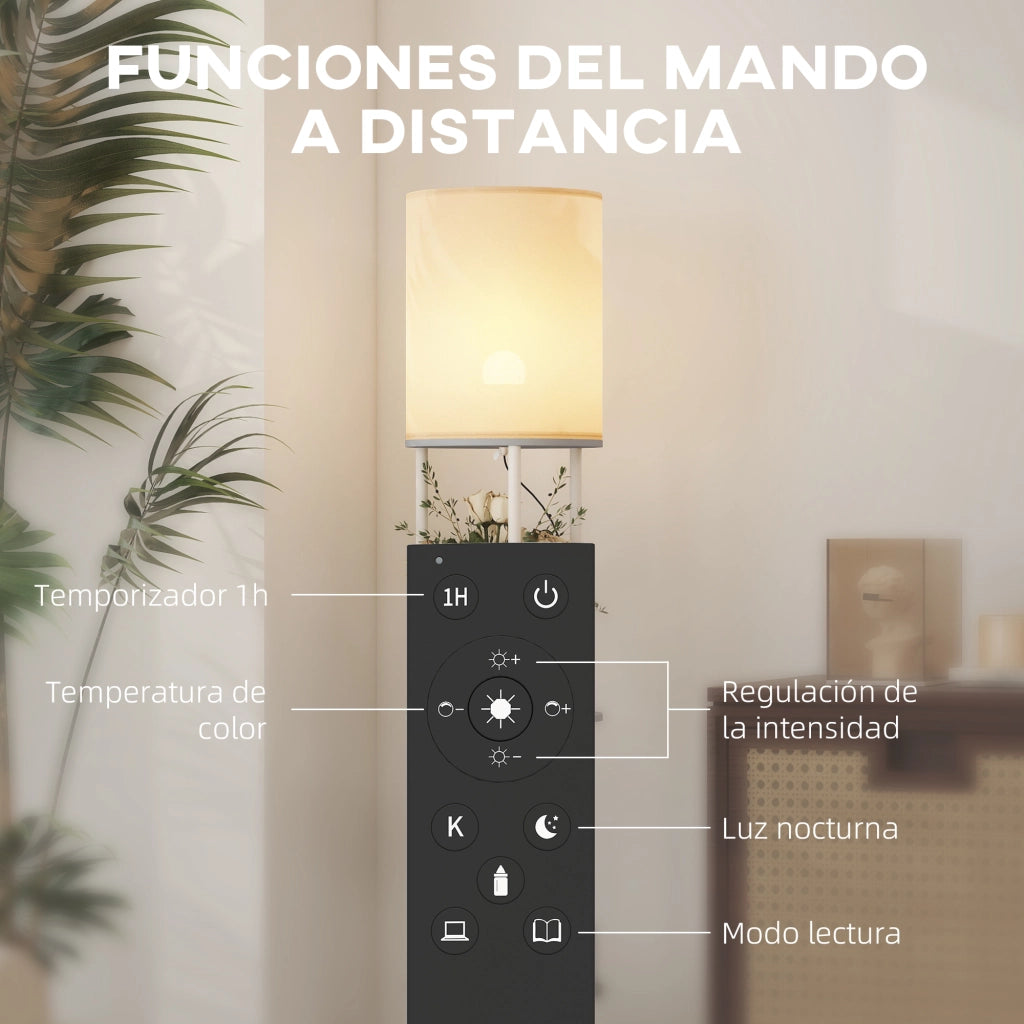 Lampada da Terra con Scaffale e Controllo Remoto 3 Colori ¨C zephmum ¨C Grigio 80x24x180