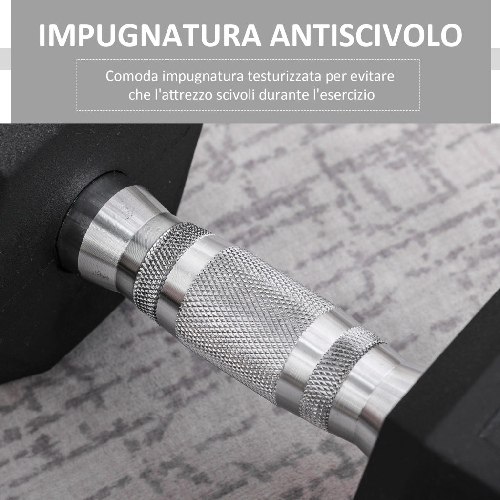 Manubrio Esagonale 12.5 kg ¨C zephmum ¨C Nero, Impugnatura Zigrinata Antiscivolo
