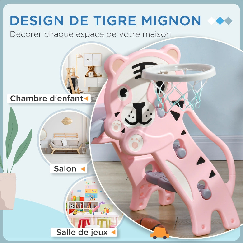 Toboga per bambini con canestro basket tema tigre ¨C zephmum ¨C rosa 18-36 mesi