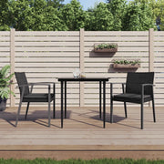 Set Pranzo da Giardino 3pz con Cuscini in Polyrattan e Acciaio