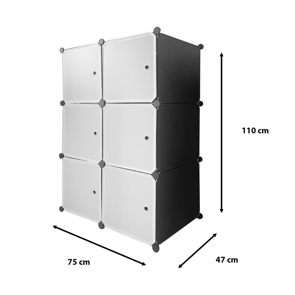 Cubo personalizzabile Guardaroba Boxed Basic Nyana Home 6 Cubes/Doors Organizzazione domestica Appendiabiti Scarpiera 110x75x47cm Nero
