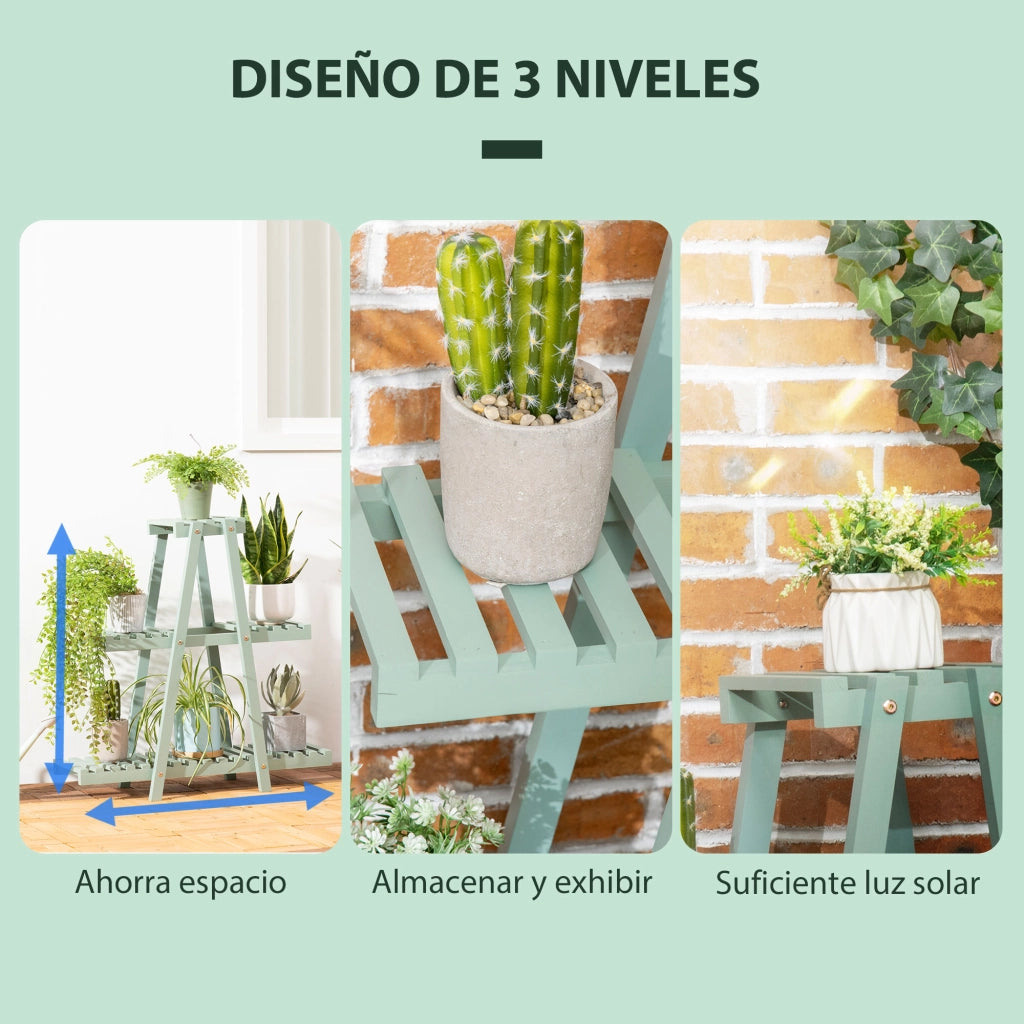 Scaffale 3 Livelli per Piante ¨C zephmum ¨C Verde 76x26x76 cm