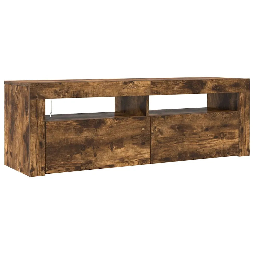 Mobile Porta TV con Luci LED Rovere Fumo 120x35x40 cm 815687
