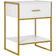Comodino con cassetto e ripiano ¨C Zephmum ¨C Bianco 45x40x60 cm