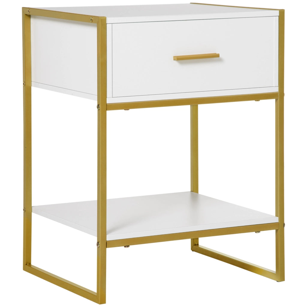 Comodino con cassetto e ripiano ¨C Zephmum ¨C Bianco 45x40x60 cm