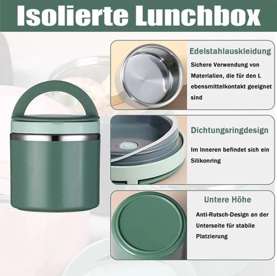 Contenitore alimentare isolato da 600 ml, scatola da picnic in acciaio inossidabile, contenitore alimentare riscaldante, contenitore alimentare con manico, termos.