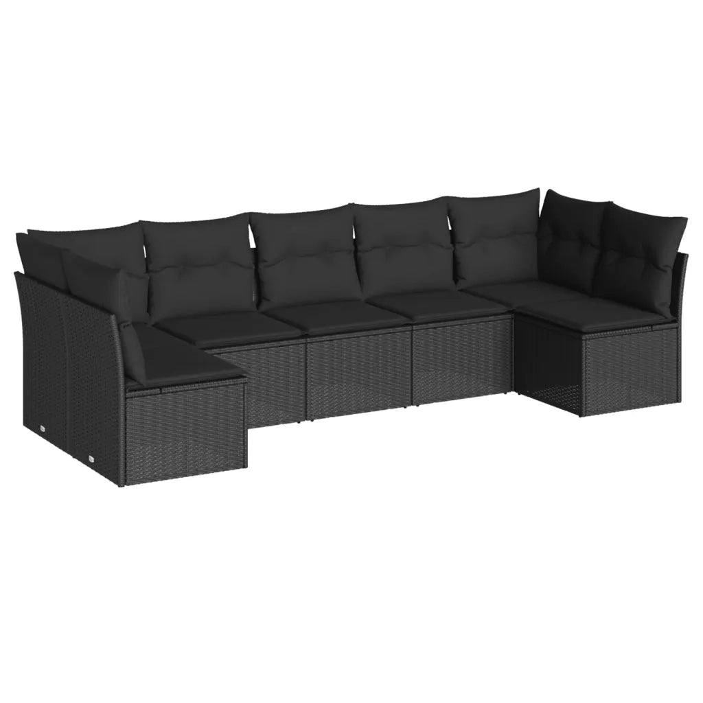 Set Divani da Giardino con Cuscini 7pz Nero Polyrattan 3217425