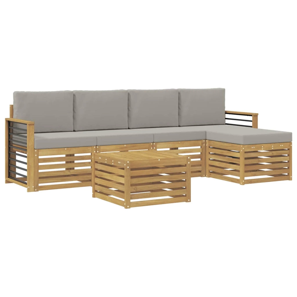 Set di divani da esterno 6 pcs Bianco e Grigio Chiaro