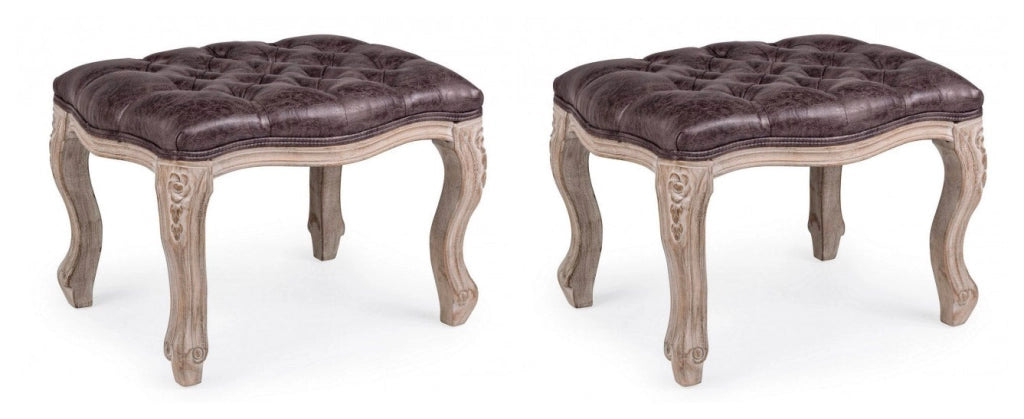 Set 2 Pouf Poggiapiedi 53x42x38 cm in Tessuto Diva Dark Dark