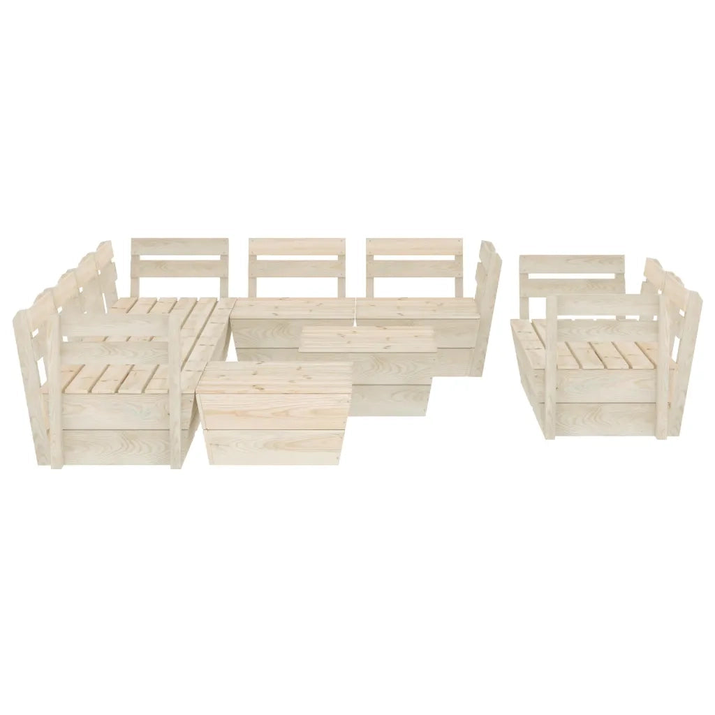 Set Divani da Giardino su Pallet 10 pz in Legno Abete Impregnato 3063732