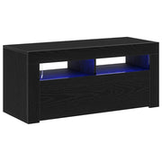 Mobile TV moderno con 2 ante a filo e ripiani dal design elegante 90 x 35 x 40 cm in legno composito di rovere nero 02_0051884