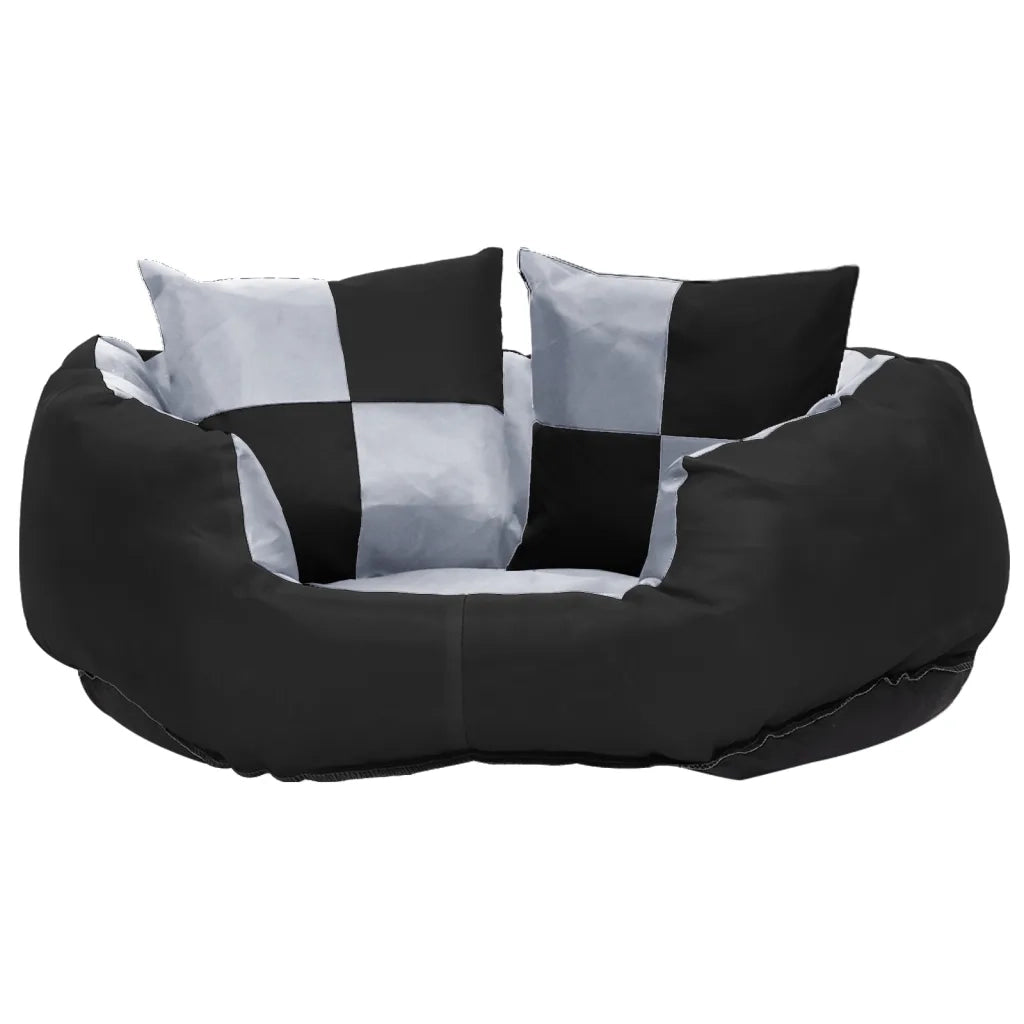 Cuscino per Cani Reversibile e Lavabile Grigio Nero 65x50x20 cm 171207